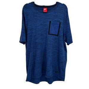 Nike Men's Dri-FIT Athletic Short Sleeve Shirt Blue Black Heather XL‎